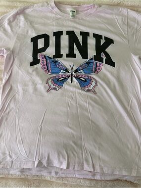 PINK Victoria's Secret Light Pink Tee with Black Logo